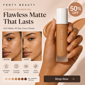 FENTY BEAUTY Longwear Foundation – Flawless Matte That Lasts – Soft Matte, All Day & Every Shade – Smooths Texture, Blurs Pores, Controls Shine – Buildable Coverage, Longwear