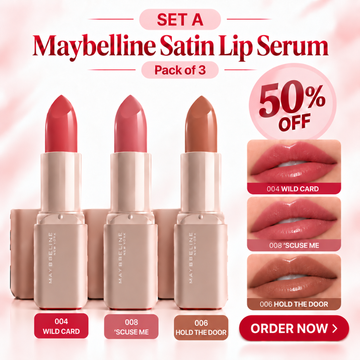 Maybelline Satin Lip Serum (Pack of 3) – Hydrating Glossy Finish & Buildable Color
