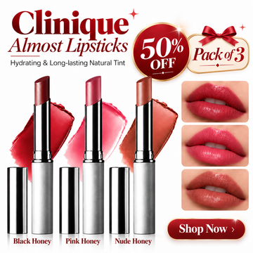Clinique Almost Lipsticks (Pack of 3) – 50% OFF – Hydrating Natural Tint in Black Honey, Pink Honey & Nude Honey