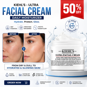 Kiehl's Ultra Facial Cream – Perfect For Bright & Glowy Skin– Hydrate, Protect & Glow – 24H Deep Hydration, Strengthens Skin Barrier & Remove dark spots – With Glacial Glycoprotein