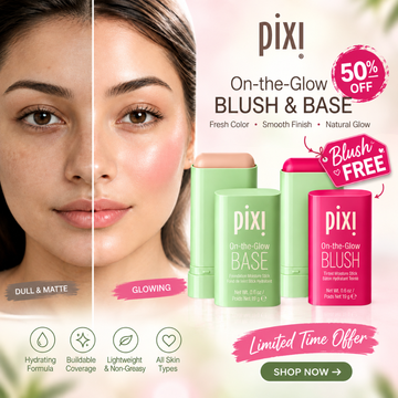 Pixi On-the-Glow Base & Blush Duo Deal – Buy 1 Get 1 FREE  – Hydrating Skincare Makeup for a Natural Radiant Glow