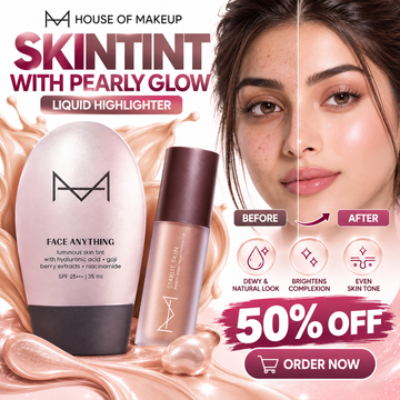 House of Makeup Skintint & Liquid Highlighter Duo – Face Anything SPF 25 Luminous Skin Tint & Starlit Pearly Glow