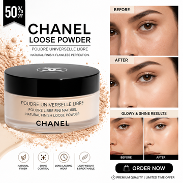 CHANEL Natural Finish Loose Powder – 50% OFF – Natural Finish, Flawless Perfection – Shine Control, Long-Lasting Wear – Lightweight & Breathable – Blurs Pores & Fine Lines – For All Skin Tones
