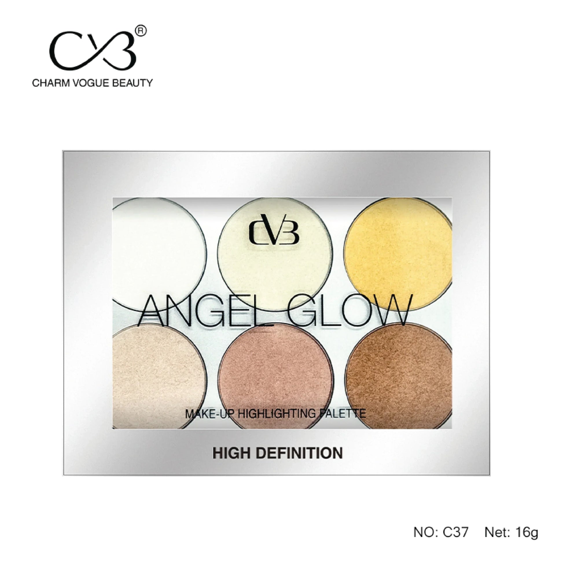 CVB 6 Shades High Definition Angel Glow Makeup Highlighter Palette