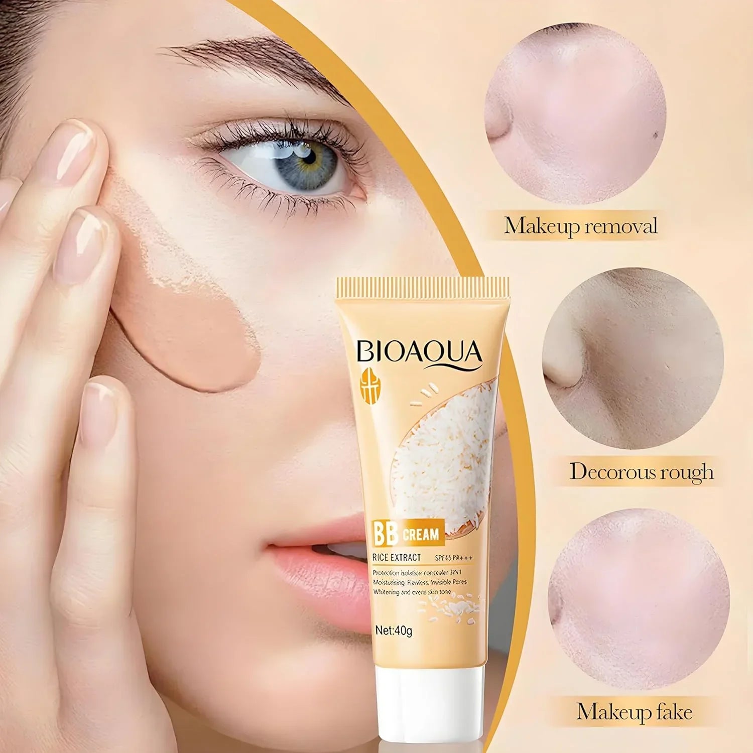 Bioaqua Rice Raw Pulp BB Cream Rice Extract SPF45 Pa+++ 40g