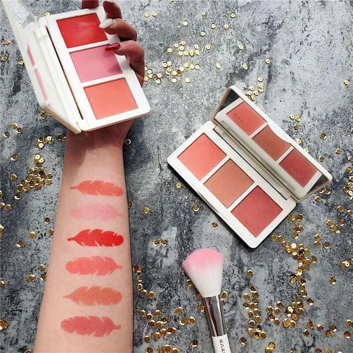3 Colors Kaxier Blush Palette With Brush (original made in korea )